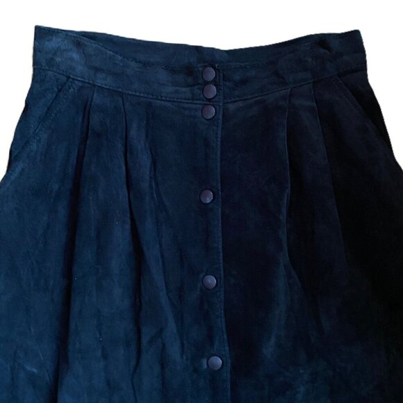 Vintage Danier leather suede black maxi snap button down skirt - Picture 7 of 16